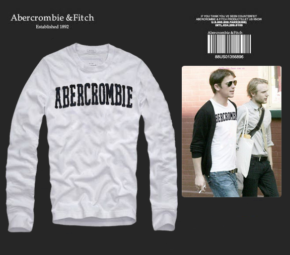 Abercrombie Fitch Hombres De Cuello Redondo Con Gente Fotos Largo Remera AF6102